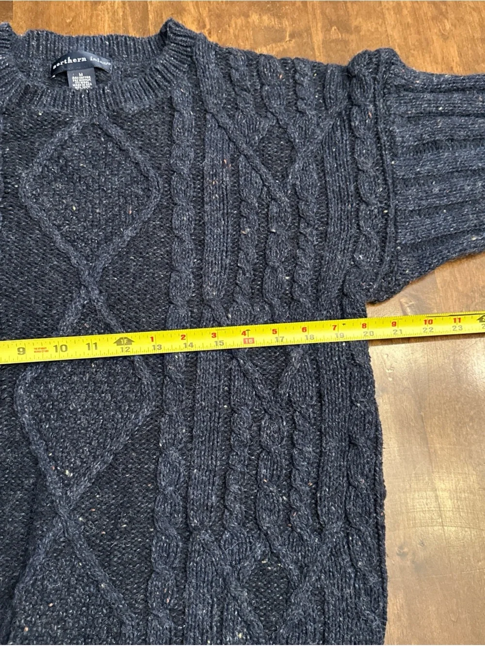 Vtg Northern Isles Fisherman Chunky Knit Sweater Navy Blue Size M